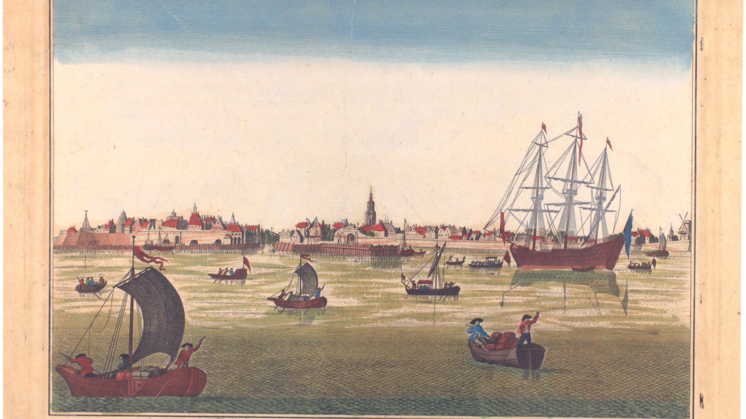 De stad Vlissingen uit de zee gezien
